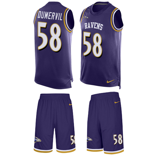 Men's Limited Elvis Dumervil Nike Jersey Purple - #58 Tank Top Suit NFL Baltimore Ravens